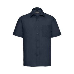 Russell Collection Mens Poplin Easy-Care Short-Sleeved Formal Shirt / French Nav